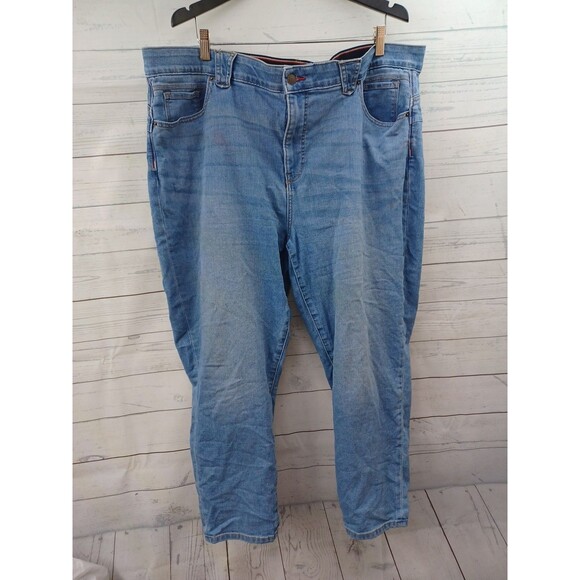 Tommy Hilfiger Womens Waverly Skinny Ankle Blue Jeans Size 22W Elastic Waist - Picture 1 of 11
